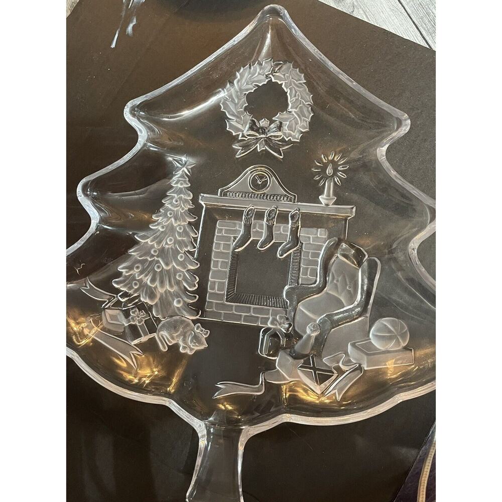 Vtg Mikasa Crystal Holiday Classic 13.5" Christmas Tree Shaped‎ Serving Platter - Picture 2 of 4